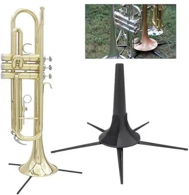 Obrázek produktu pro Stojan na trumpetu, skládací - Robustní, přenosný, protiskluzový držák - 5 nohou - Odnímatelná podpěra - Stabilní ochrana nástroje