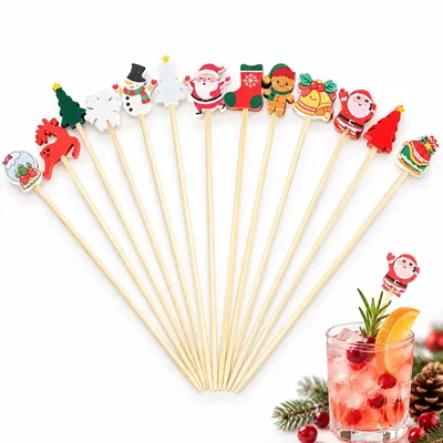 Weihnachts-Cocktailspieße aus Bambus, 1 Packung