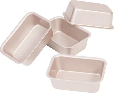 Produktbild von 4 Packungen Goldene Antihaft-Brotbackform Aus Kohlenstoffstahl, Mini-Brotbackformen, Kleine Bananenbrotformen, 10x7x3cm