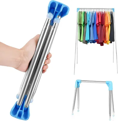 Produktbild von Tragbarer Wäscheständer, zusammenklappbar, Reise-Wäscheständer für drinnen und draußen, 33–71 cm, faltbare Kleiderstange, Wäscheständer für Zuhause, Camping