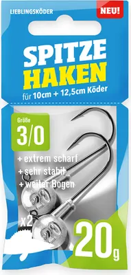 Produktbild von Lieblingsköder Spitze Haken 3/0 - 2 Jigköpfe, Gewicht:20g