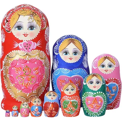 Image de Jeu de 10 poupées matryoshka faites à la main