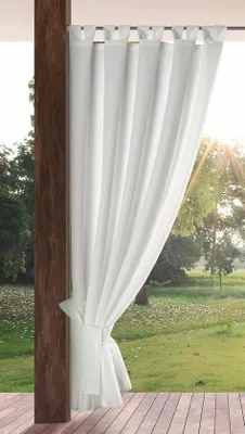 Productafbeelding van Witte, stijlvolle buitengordijnen voor privacy en bescherming tegen weersinvloeden in de tuin of op het terras