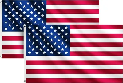 Produktbild von Pack von 2 Amerikanischen Flaggen 90 x 150 cm, 100% Polyester, Wetterfest, mit Messingösen, für