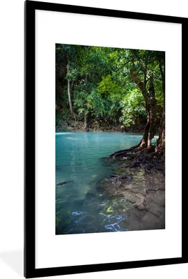 Produktbild von MuchoWow® Gerahmtes Poster Ein See im thailändischen Erawan-Nationalpark 60x90 cm - Poster mit Schwarzem Bilderrahmen Wandposter Rahmen Foto Bilder - Dekoration - Wandposter Wohnzimmer - Hochwertig