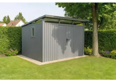 Produktbild von Gartenhaus Konsta Fusio L 289 x 318 cm grau-aluminium