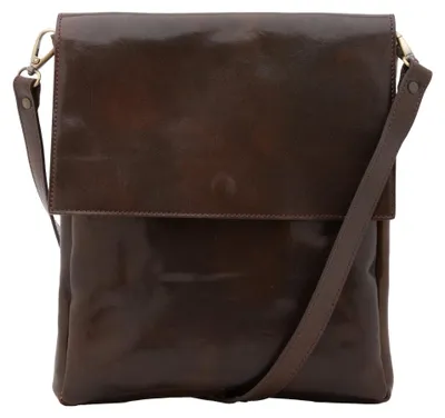 Image de Sac bandoulière pour homme, en cuir de vachette véritable, fermeture magnétique, fabriqué en Italie