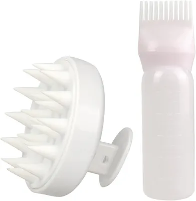 Produktbild von Set mit 2 Haaröl-Applikatoren – Haarfärbepinselflasche mit Kopfhautmassagekamm