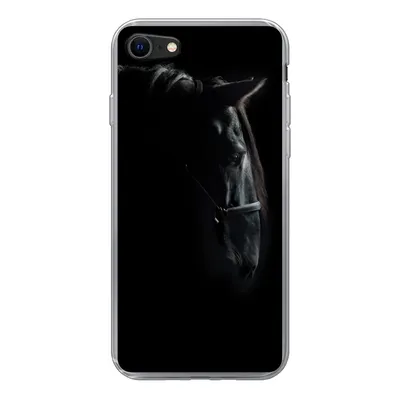 Produktbild von MuchoWow® Handyhülle Schutzhülle Hülle für iPhone SE 2022 Pferd - Leicht - Schwarz Silikon Softcase Handy Hülle - Schutzhülle
