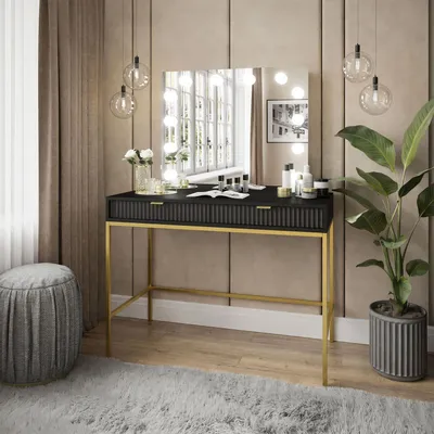 Produktbild von Schminktisch mit Spiegel CORTADO ELITE GOLD Schwarz matt