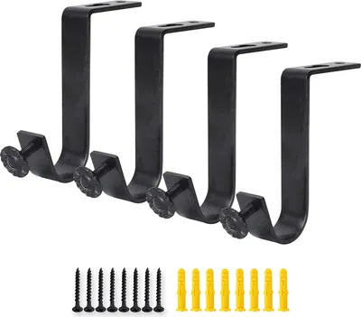 Produktbild von Deckenhalterung für Gardinenstangen, 4 Stück, strapazierfähig, Vintage-Gardinenstangenhalter für 2,5-cm-Stangen - Schwarz, large