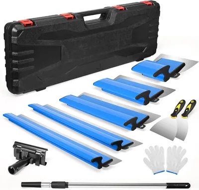 Imagen del producto de Juego de espátulas de acero inoxidable, de 15 a 80 cm, con mango extensible, para trabajos de yeso