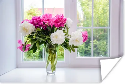 Produktbild von MuchoWow® Poster Blumen - Pfingstrosen - Vase 60x40 cm - Schlafzimmerdekoration
