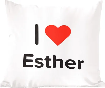 Produktbild von MuchoWow® Zierkissen Sofakissen Wohnzimmer Dekokissen 45x45 cm Ich liebe - Esther - Mädchen - Schlafpolster - Polster für das Sofa