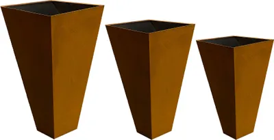 Zdjęcie produktu dla Köhko® Designerska donica piramidalna ze stali corten Vina wysokość 75 cm | Donica w szlachetnym rdzawym wykończeniu