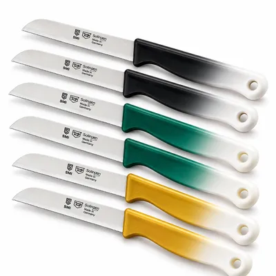 Produktbild von SMI Messer Set 6-tlg Solingen - Gemüsemesser, Schälmesser & Allzweckmesser mit Wellenschliff