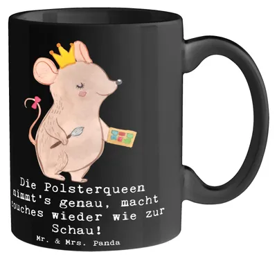 Produktbild von Mr. & Mrs. Panda Tasse Polsterei Präzision - Schwarz - Geschenk, Möbelrestaurierung, Geschenke für Berufstätige, Berufsprodukte, Bürotasse, Kaffeebecher, Beruf, Polsterin