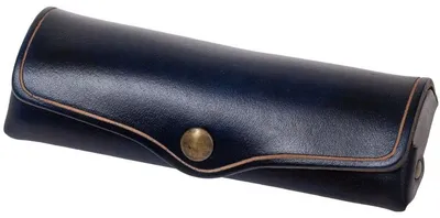Produktbild von MIKA Brillenetui, klein, Sattelleder, Druckknopf, blau