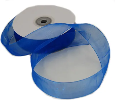 Produktbild von Organzaband 25 mm x 50 m blau - Organzabänder Seiten abgenäht