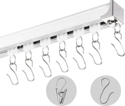 Produktbild von Deckenvorhangschienen Deckenhalterung 2,7m Raumteiler Haken Wandmontage
