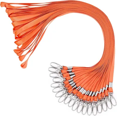 Produktbild von Lanyards aus Neopren, 20 Stück, mit Metallclip, orange, für Büro und Schule