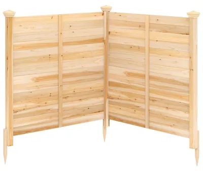 Immagine prodotto di COSTWAY, set di 2 recinzioni da giardino, pannelli prefabbricati di 119x115,5 cm (L x A), recinzione divisoria con 3 pali, recinzione in legno decorativa per bidoni della spazzatura, recinzione autoportante, colore naturale