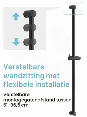 Duschstange Mattschwarz 100 cm mit Handbrausehalter