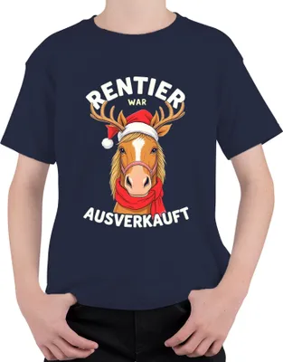 Produktbild von Rentier war t Pferd Weihnachtsmann lustig Geschenk Uni Kinder T-Shirt, Navy, 104