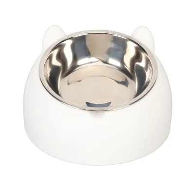Imagen del producto de Comedero para gatos, plato para gatos, comedero para gatos de acero inoxidable, comederos elevados para gatos, comederos pequeños para gatos de acero inoxidable, plato para mascotas
