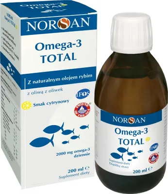 Produktbild von Norsan Omega-3 TOTAL Fischöl mit Vitamin D3, Zitronengeschmack, 200 ml