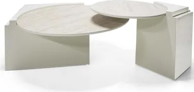 Obrázek produktu pro Moderní konferenční stolek, sada 2 kusů, 2 kulaté designové stolky do obývacího pokoje