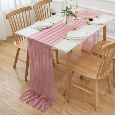Obrázok produktu pre Befačovacia látka na stôl, šifón, svetloružová, 70 x 300 cm, priehľadná, jemná, elegantná