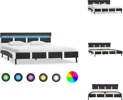 Image de vidaXL Cadre de lit avec LED Gris Similicuir 140x200 cm - Lits et cadres de lit
