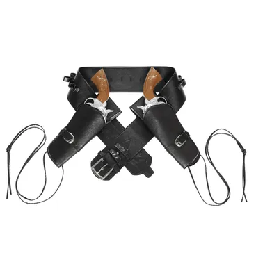 Produktbild von Schwarzer doppelter Westernpistolenholster – Cowboygürtel