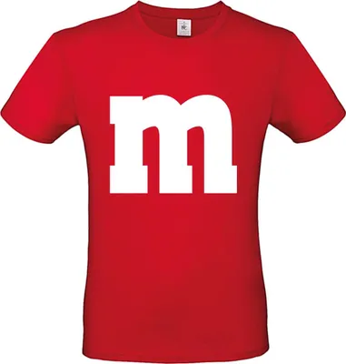 Produktbild von MM Shirt T-Shirt 100% Baumwolle M&M Uni Kostüm Verkleidung M und M Gruppen T-Shirt - Karneval Fasching JGA Festival Farbe wählen: rot Größe wählen: XL