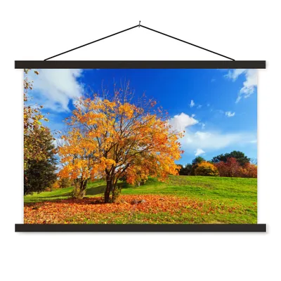 Produktbild von MuchoWow® Textilposter Baum - Blätter - Herbst - Jahreszeiten 60x40 cm mit schwarzem Rahmen - Hölzernes