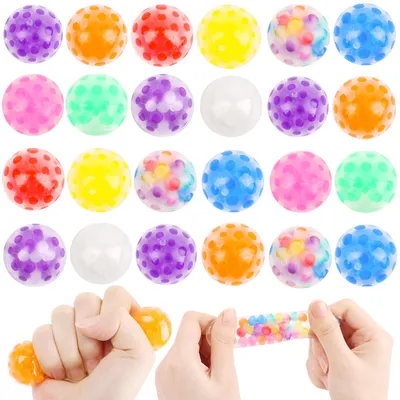 Produktbild von Stressbälle Mini, 24 Stück, mit Wasserperlen, Anti-Stress Spielzeug für die Hand