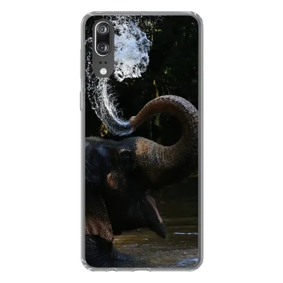 Produktbild von MuchoWow® Handyhülle Schutzhülle Hülle für Huawei P20 Elefant - Wasser - Rüssel - Tiere - Natur Silikon Softcase Handy Hülle - Hardcover