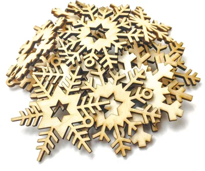 Image de Boules de Noël en bois, pendentif de couleur blanc neige (16 pièces)
