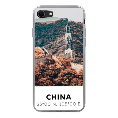 Produktbild von MuchoWow® Handyhülle Schutzhülle Hülle für iPhone SE 2020 China - Große Mauer - Herbst - Asien Silikon Softcase Handy Hülle - Kartenbesitzer