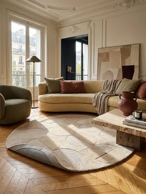 Teppich Braun rund im modernen Wohnzimmer Einrichtungsidee NOAH_#sku_BARK503119373933#