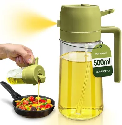Zdjęcie produktu dla Rozpylacz oleju 2 w 1 do pieczenia – butelka z rozpylaczem o pojemności 500 ml, przeznaczona do kontaktu z żywnością, wzmacniacz smaku do pieczenia, wysokiej jakości rozpylacz oleju do pieczenia i frytkownicy powietrznej (zielony)