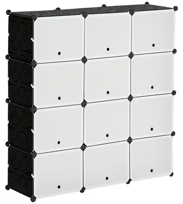 Obrázek produktu pro Modulární šatní skříň, odolný materiál, přizpůsobitelné úložné prostory, bílá barva