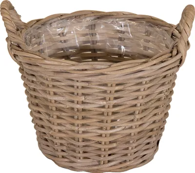 Image de 2.02 Corbeille à plantes naturelle avec anse - env. Ø 40 cm / hauteur 31 cm - Corbeille en osier