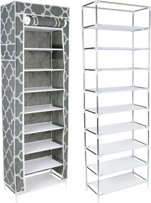 Produktbild von Textiler Schuhschrank LEA mit Klee-Muster, Grau/Weiß
