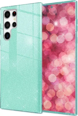 Produktbild von NALIA Hybrid Glitzerhülle für Samsung Galaxy S24 Ultra Hülle, Glänzende Glitzer Schutzhülle mit verstärktem Silikon Mint-Grün