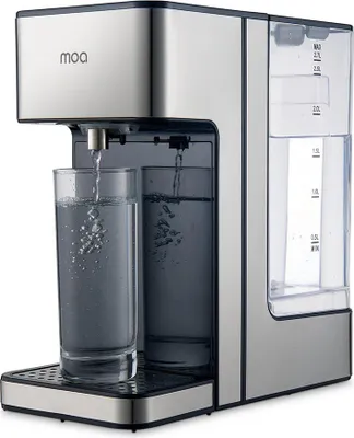 Produktbild von MOA Heißwasserspender 2,7L mit Temperaturregelung - 45-100°C - Heißwasserzapfhahn - Milchfunktion - Instant Wasserkocher - BPA-frei - Edelstahl - Silber