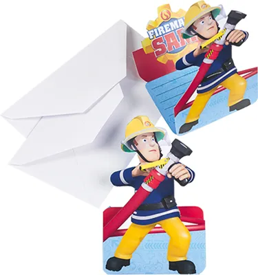 Produktbild von amscan 8 Einladungskarten Fireman Sam mit Umschlägen