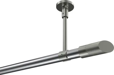 Produktbild von Interdeco Gardinenstange / Vorhangstange Chrom / Edelstahl-Optik, Typ Sonette Verano (Schräge Bicolor) ohne Ringe, Deckenmontage, 20 mm Ø 1-läufig, 260 cm