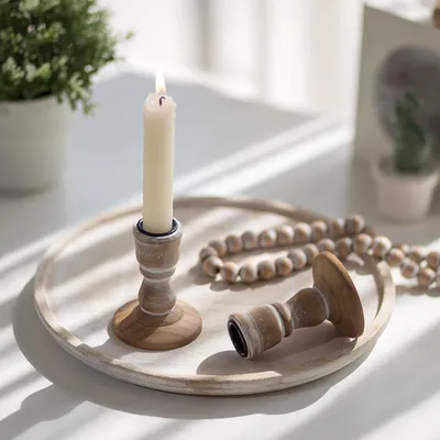 Immagine prodotto di 2 Candele portacandele in legno - Decorazioni vintage per la casa